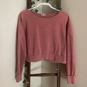 Dusty Rose Sweatshirt Crop with Scoop Neck